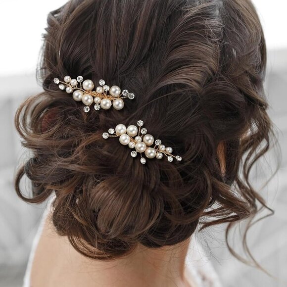 Wedding Pearl Hair Comb Rhinestone Bridal Bridesmaid Hair Accessories Gold main image 6